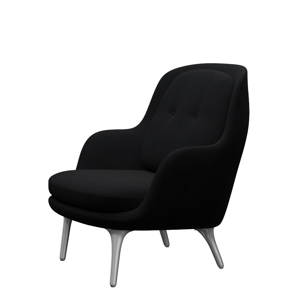 Fri Fåtölj med stativ i aluminium från Fritz Hansen - Christianshavn - 1175 Black Uni - Jacobsen Plus