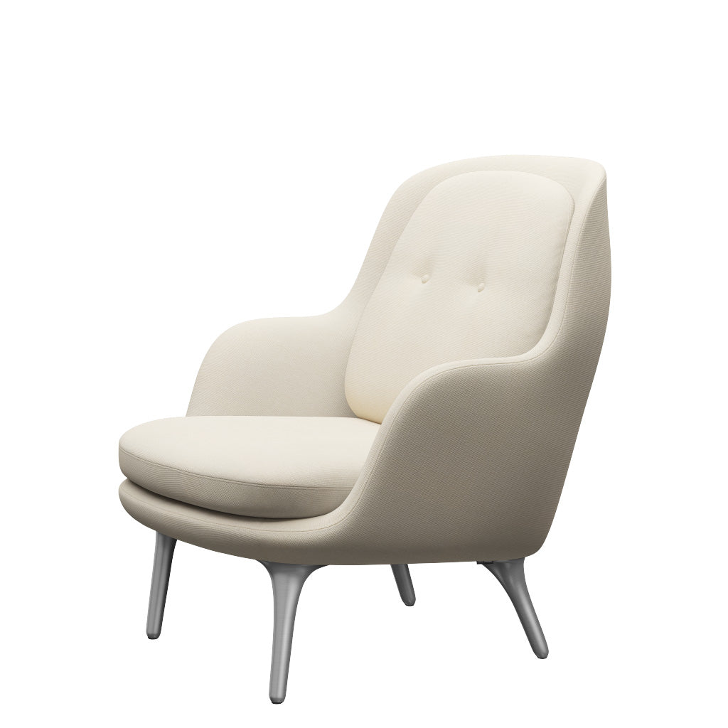 Fri Fåtölj med stativ i aluminium från Fritz Hansen - Hallingdal - 100 Off White - Jacobsen Plus