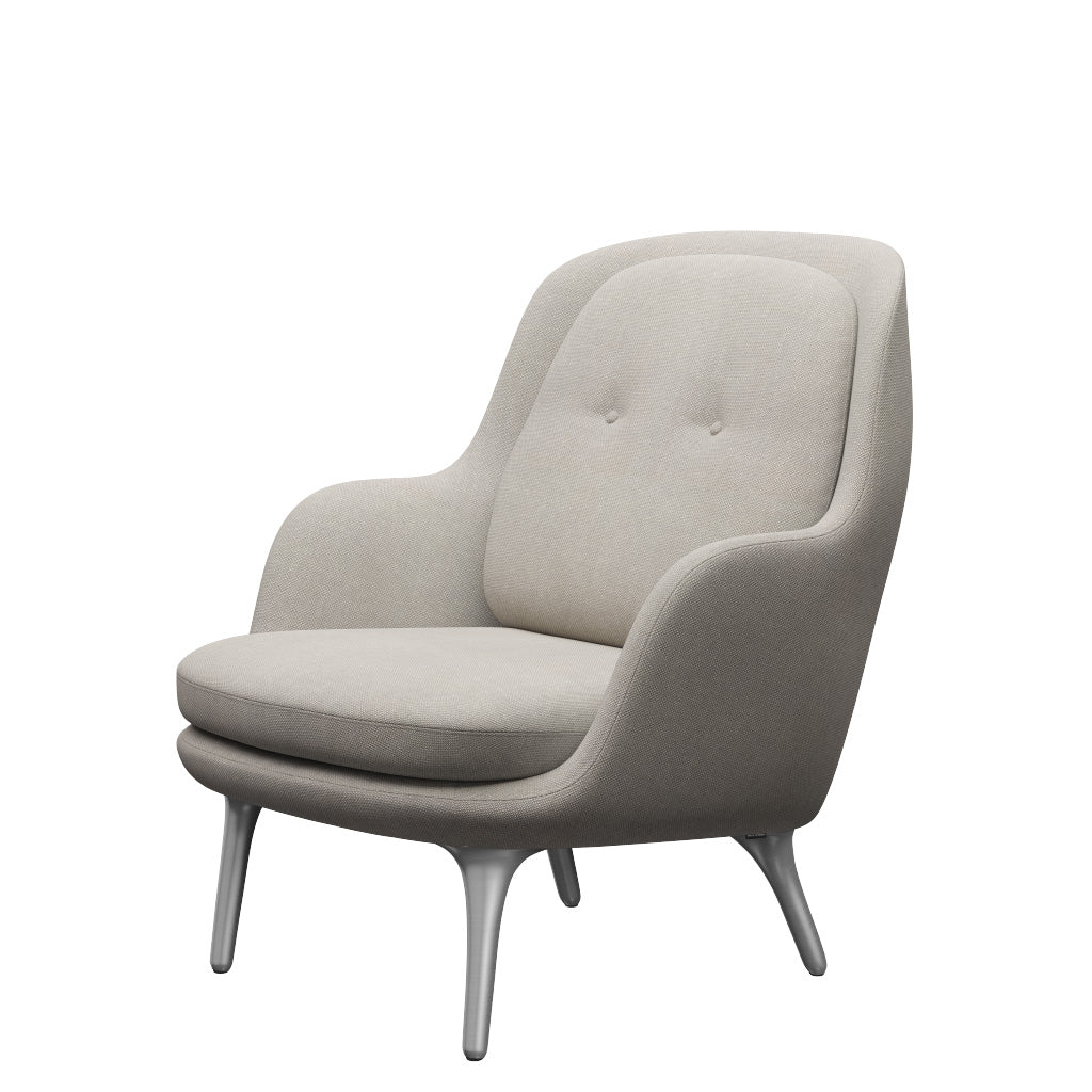 Fri Fåtölj med stativ i aluminium från Fritz Hansen - Hallingdal - 103 Light Grey - Jacobsen Plus
