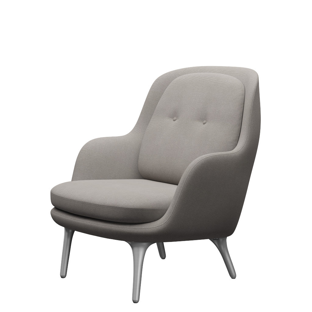 Fri Fåtölj med stativ i aluminium från Fritz Hansen - Hallingdal - 113 Light Grey - Jacobsen Plus