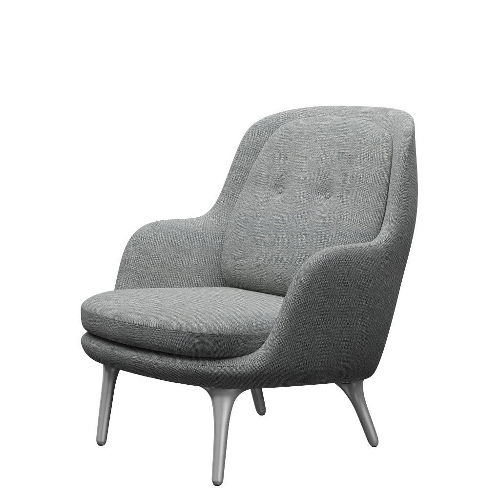 Fri Fåtölj med stativ i aluminium från Fritz Hansen - Hallingdal - 116 White Grey - Jacobsen Plus