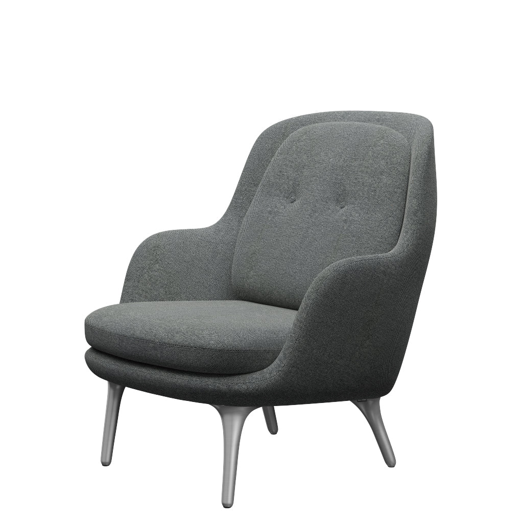 Fri Fåtölj med stativ i aluminium från Fritz Hansen - Hallingdal - 126 White/Brown - Jacobsen Plus