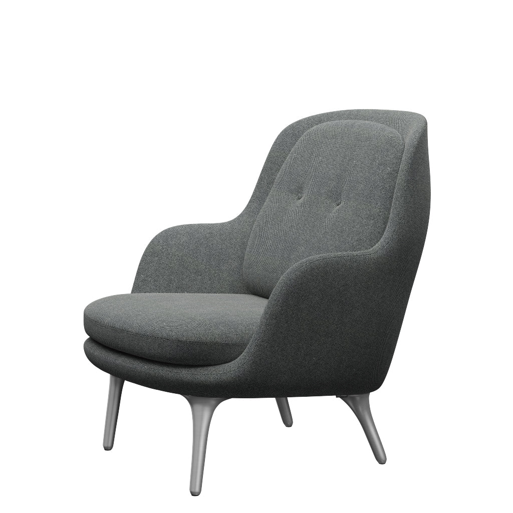 Fri Fåtölj med stativ i aluminium från Fritz Hansen - Hallingdal - 166 White Black - Jacobsen Plus