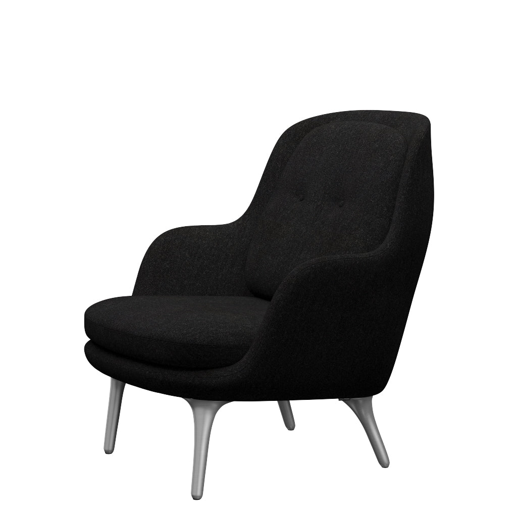 Fri Fåtölj med stativ i aluminium från Fritz Hansen - Hallingdal - 180 Charcoal - Jacobsen Plus