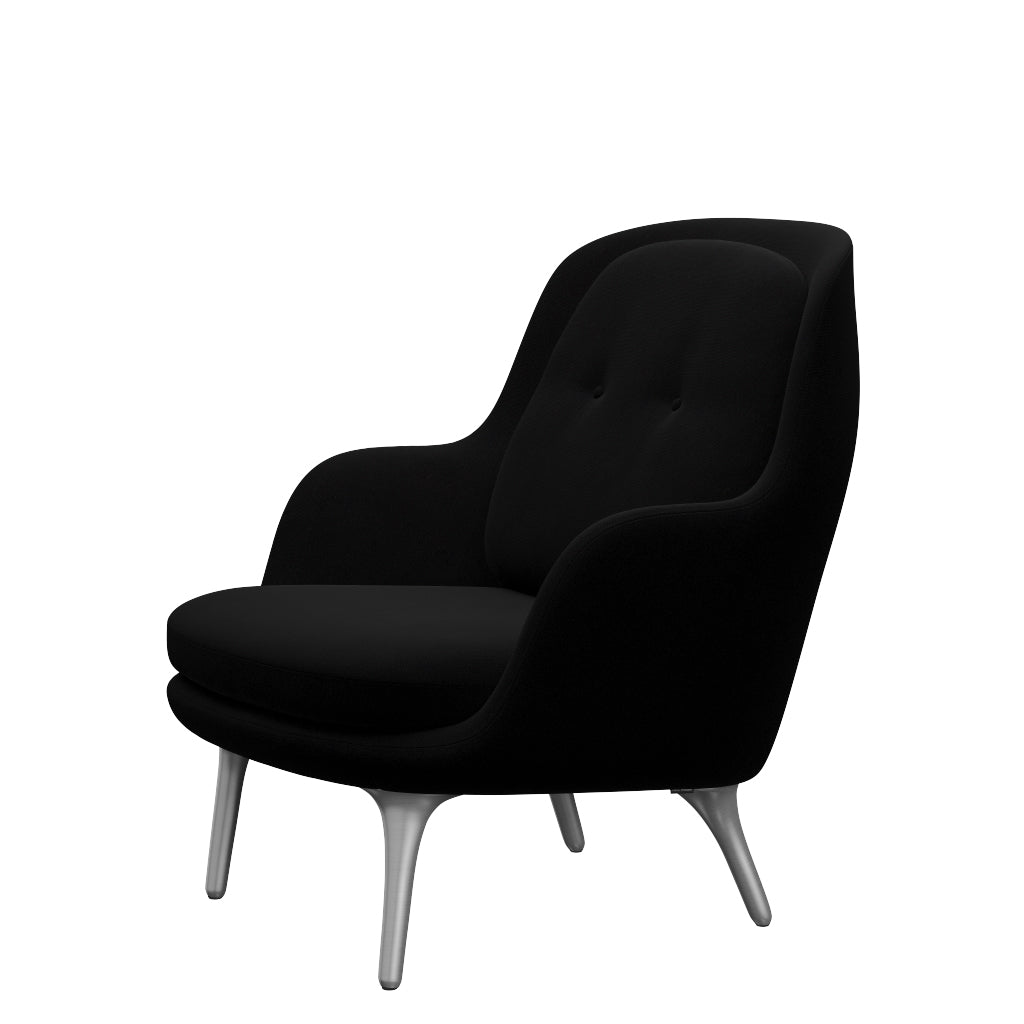 Fri Fåtölj med stativ i aluminium från Fritz Hansen - Hallingdal - 190 Black - Jacobsen Plus