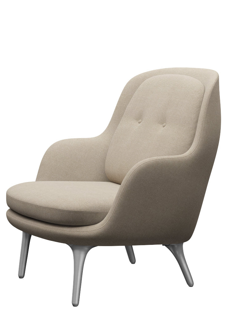 Fri Fåtölj med stativ i aluminium från Fritz Hansen - Hallingdal - 200 Sand - Jacobsen Plus