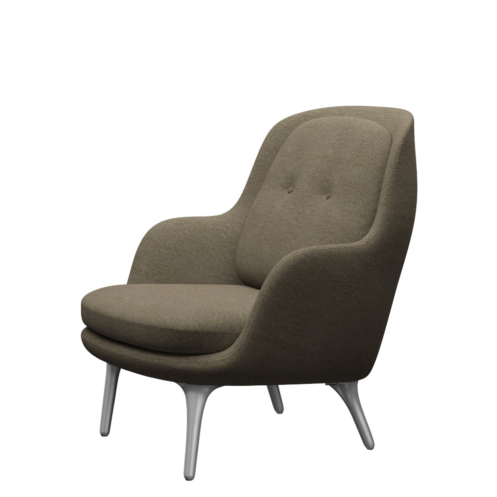 Fri Fåtölj med stativ i aluminium från Fritz Hansen - Hallingdal - 227 Grey/Brown - Jacobsen Plus