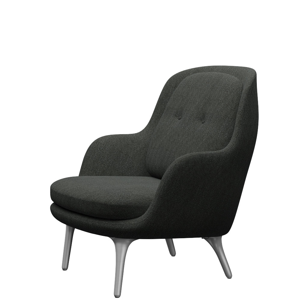 Fri Fåtölj med stativ i aluminium från Fritz Hansen - Hallingdal - 368 Black/Grey - Jacobsen Plus