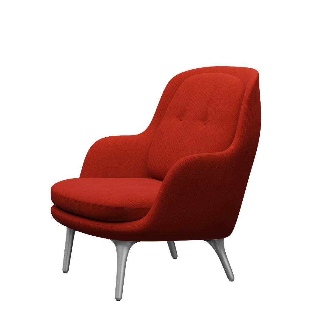 Fri Fåtölj med stativ i aluminium från Fritz Hansen - Hallingdal - 600 Orange - Jacobsen Plus