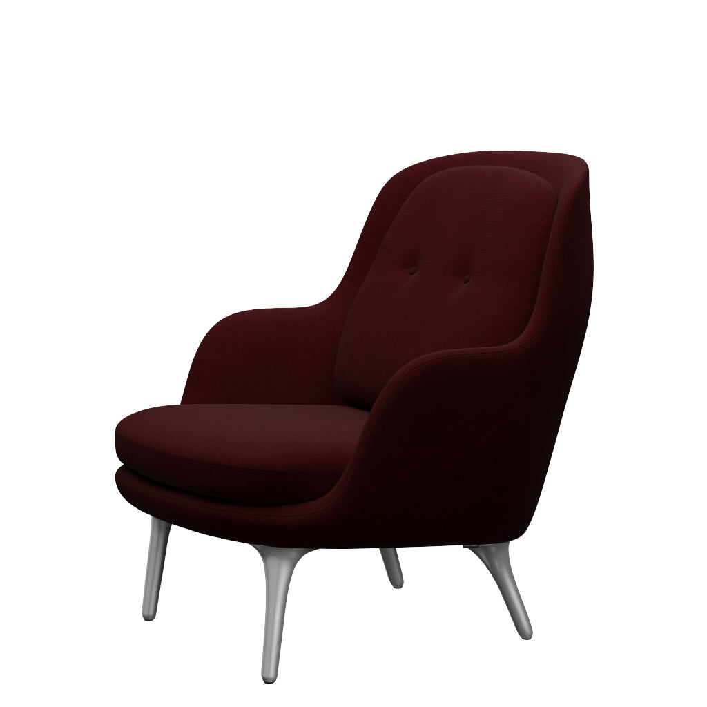 Fri Fåtölj med stativ i aluminium från Fritz Hansen - Hallingdal - 694 Wine Red - Jacobsen Plus