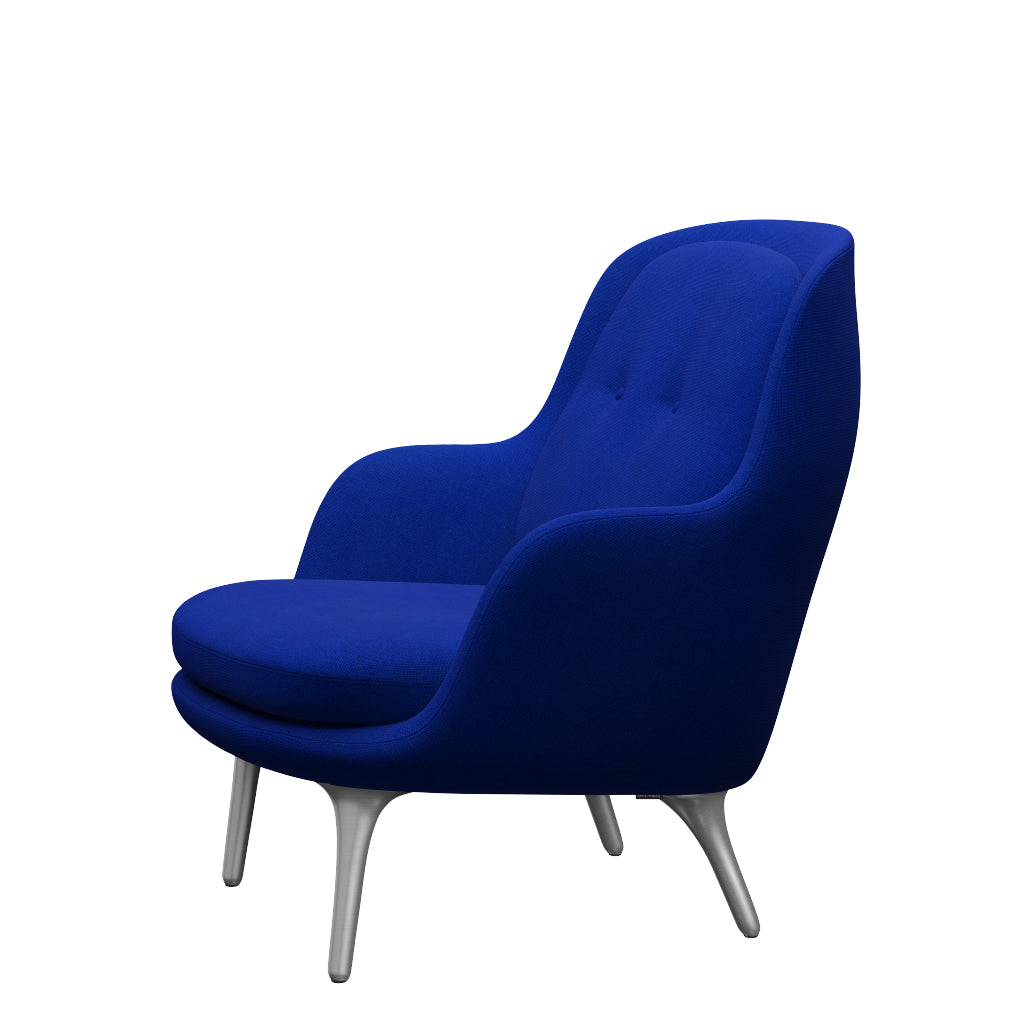 Fri Fåtölj med stativ i aluminium från Fritz Hansen - Hallingdal - 750 Blue - Jacobsen Plus