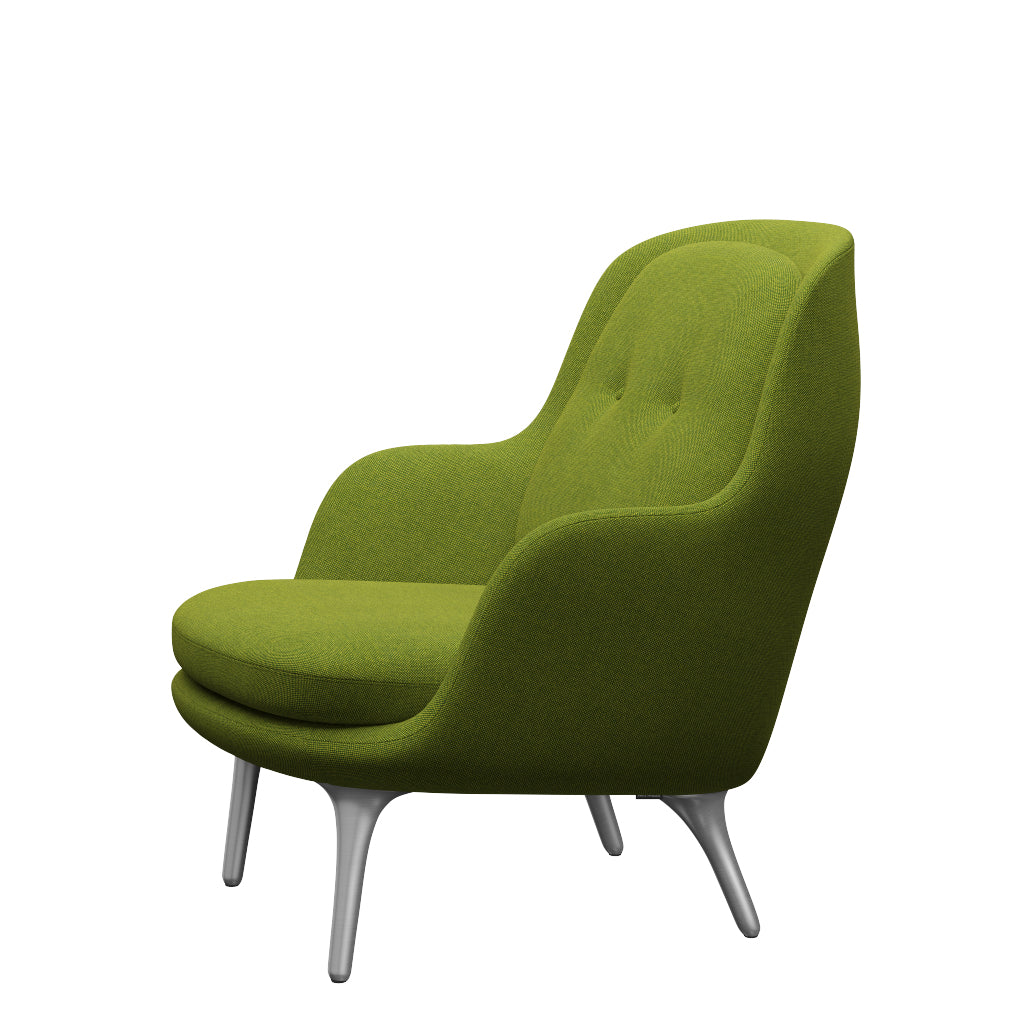 Fri Fåtölj med stativ i aluminium från Fritz Hansen - Hallingdal - 980 Green - Jacobsen Plus