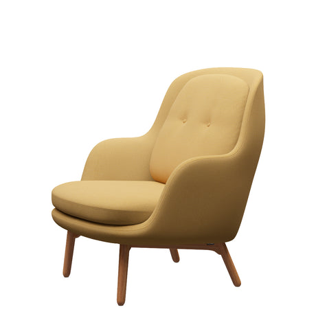 Fri Fåtölj m. stomme i ek från Fritz Hansen - Christianshavn - 1110 Yellow - Jacobsen Plus