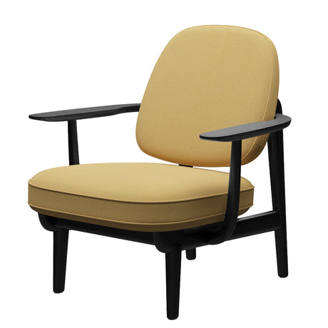 Fred Fåtölj, svartfärgad ask från Fritz Hansen - Christianshavn - 1110 Yellow - Jacobsen Plus