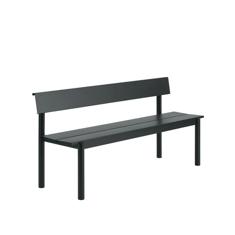 Linear Steel Trädgårdsbänk med ryggstöd 170 cm från Muuto - Svart - Jacobsen Plus