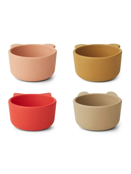 Malene silikonskålar 4-pack, apple red/tuscany rose multi mix från Liewood - 2 - Jacobsen Plus