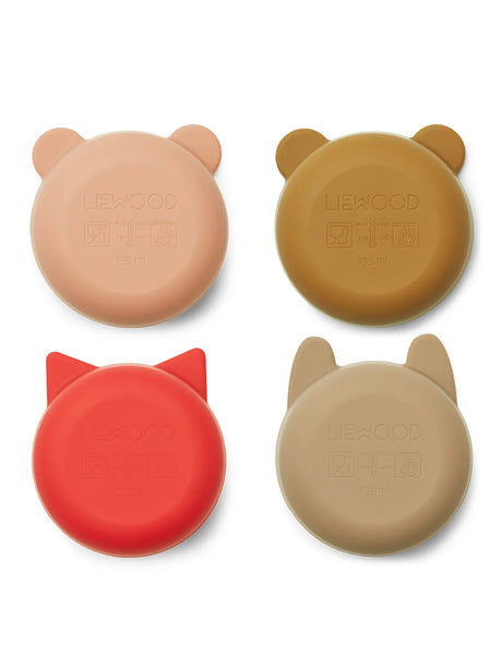 Malene silikonskålar 4-pack, apple red/tuscany rose multi mix från Liewood - 3 - Jacobsen Plus