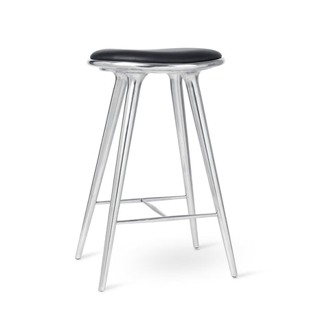 High Stool, aluminium, svart Ultra läder, 74 cm hög barstol från Mater - Jacobsen Plus