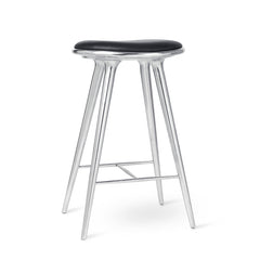High Stool, aluminium, svart Ultra läder, 74 cm hög barstol från Mater