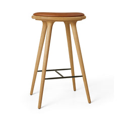High Stool, oljad ek, Nuance Walnut läder, 74 cm, hög barstol från Mater