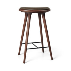 Hög Stool, brun bok, Nuance Dark Brown läder, 74 cm, hög barstol från Mater