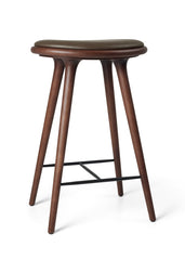 Hög Stool, brun bok, läder i Nuance Dark Brown, 69 cm, låg barstol från Mater