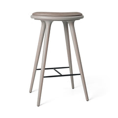 High Stool, grå bok, Nuance Burned Grey läder, 74 cm, hög barstol från Mater