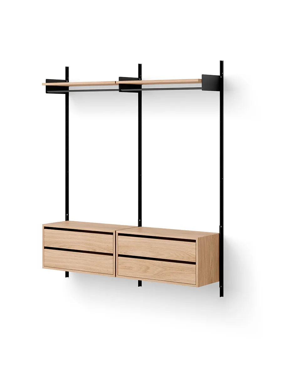 Garderobsskåp i Shelf-serien med lådor från New Works - Ek-svart - Jacobsen Plus