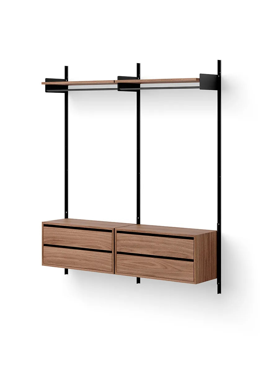 Garderobsskåp i Shelf-serien med lådor från New Works - Valnöt-svart - Jacobsen Plus