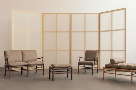 OW149-2 Colonial soffa i valnötsolja, Terra-läder av Ole Wanscher - Terra Jade 20368 - Jacobsen Plus
