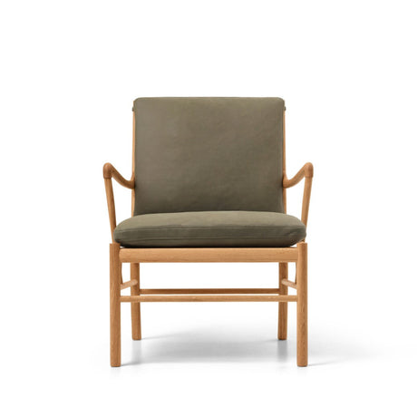 OW149 Colonial fåtölj, ek olja, Terra-läder av Ole Wanscher - Terra Jade 20368 - Jacobsen Plus