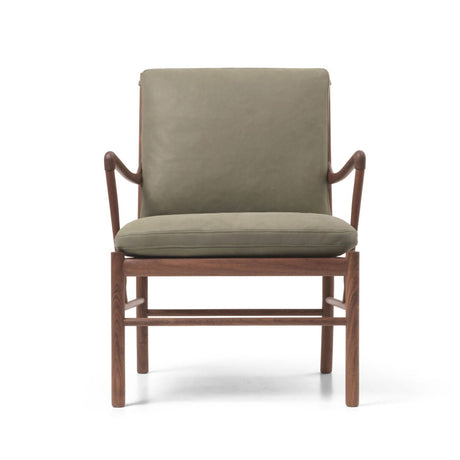 OW149 Colonial fåtölj, valnötsolja, Terra-läder av Ole Wanscher - Terra Jade 20368 - Jacobsen Plus
