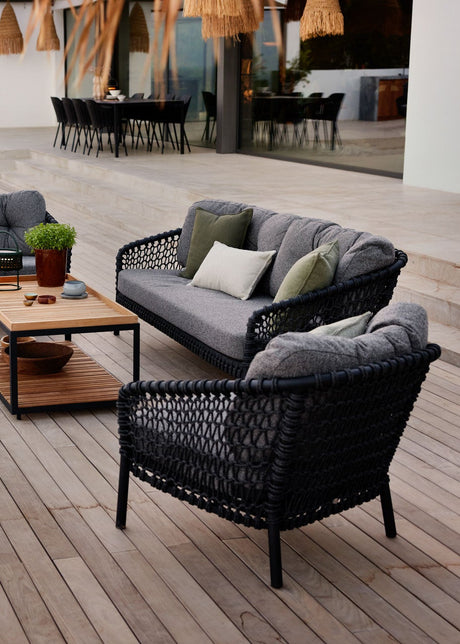 Ocean large 2-sitssoffa, Soft Rope från Cane-line - Grey - Cane-line AirTouch w/QuickDry & Airflow - Jacobsen Plus