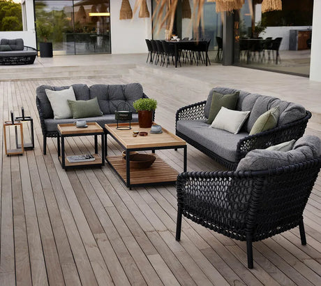 Ocean large 3-sits. Soffa, soft rope från Cane-line - Grey - Cane-line AirTouch w/QuickDry & Airflow - Jacobsen Plus