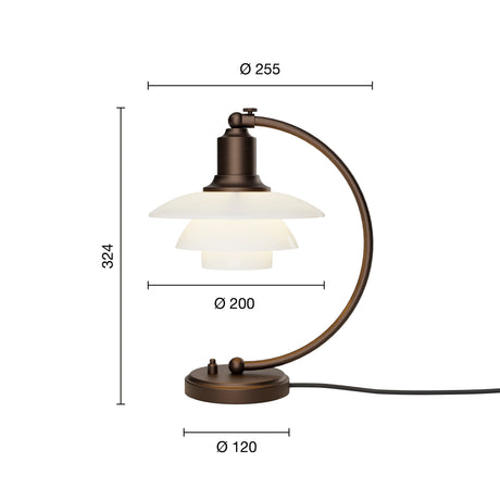 PH 2/2 Luna Bordslampa, Åldrad mässing från Louis Poulsen - 4 - Jacobsen Plus