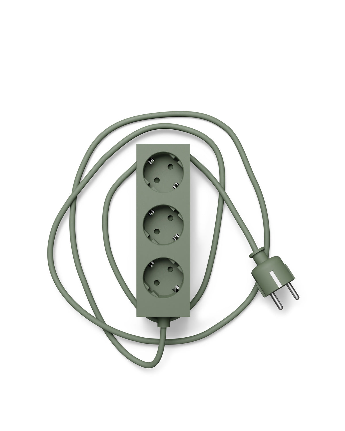 Pedestal - Power bar, Grenuttag med 3 uttag, 5 m sladd - Mossgrön - Jacobsen Plus
