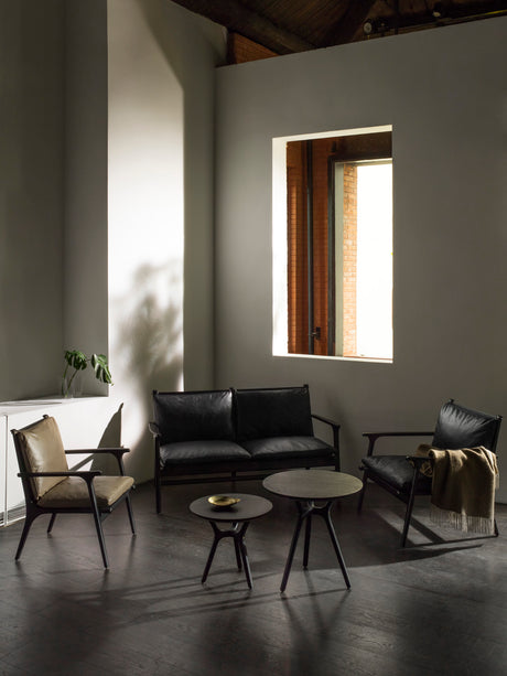 Rén loungesoffa, svartmålad ek, svart läder från Stellar Works - 3 - Jacobsen Plus