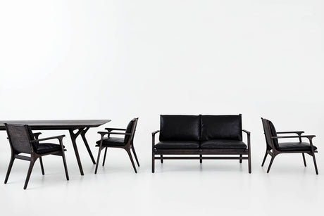 Rén loungesoffa, svartmålad ek, svart läder från Stellar Works - 4 - Jacobsen Plus
