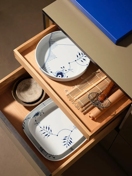 Royal Copenhagen Blå Mega Riflet, fyrkantigt ugnsfast fat 30 x 30cm - 2 - Jacobsen Plus
