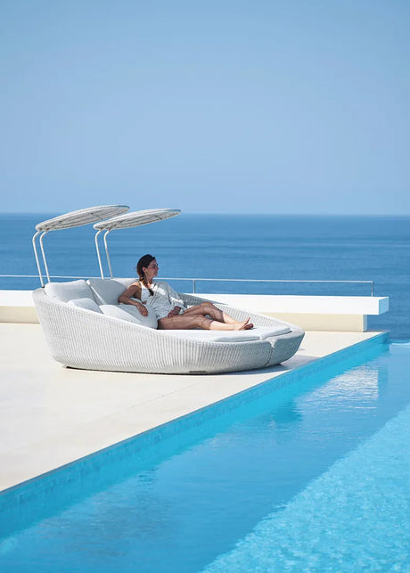 Savannah Daybed, höger i vit/grå från Cane-line - Grå, Cane-line Natte dyna - Jacobsen Plus