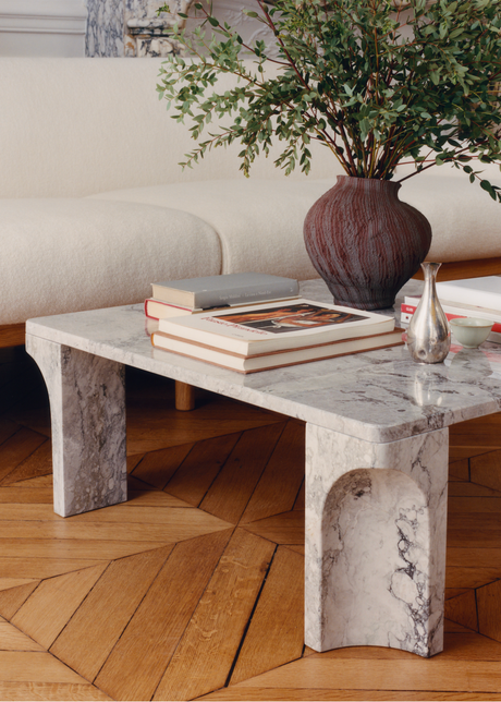 Gubi Doric Soffbord, 140x80 cm - Honey Amber Marble - Jacobsen Plus