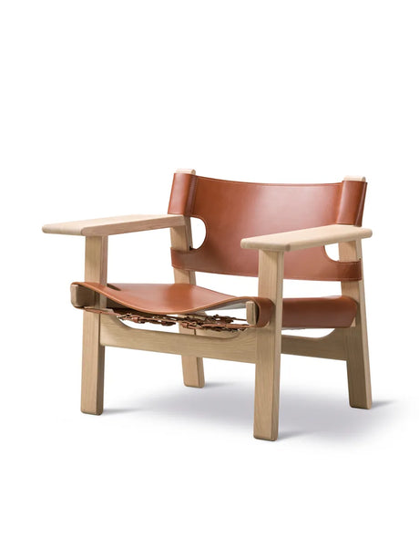 The Spanish Chair i cognacläder, såpad ek av Børge Mogensen - 4 - Jacobsen Plus
