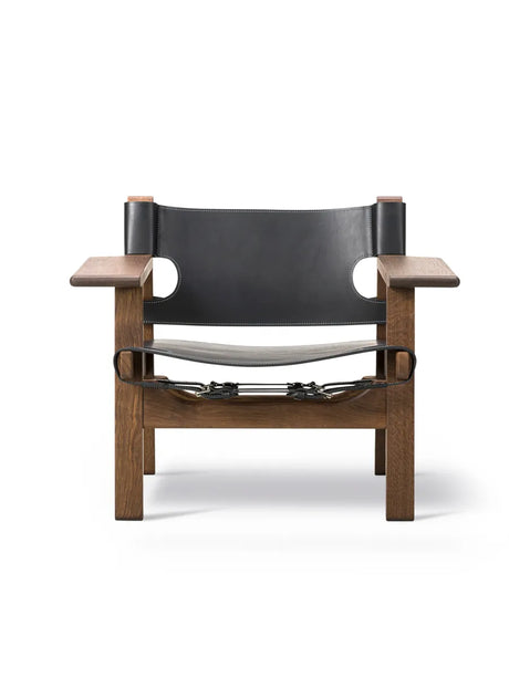 The Spanish Chair i svart läder, rökoljad ek av Børge Mogensen - Jacobsen Plus