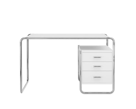 S 285/2 skrivbord, krom från Thonet - Stained beech I black TP 29 - 2 shelves inside right - Jacobsen Plus