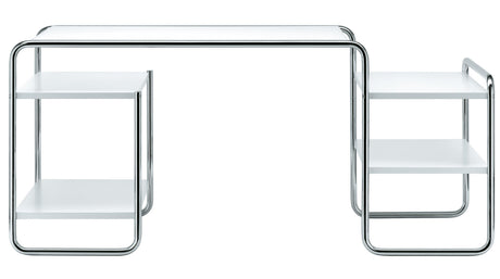 S 285 Skrivbord, krom från Thonet - Lacquer pure white RAL 9010 - 4 shelves - Jacobsen Plus