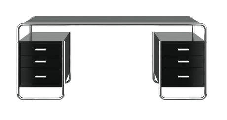 S 285/5 skrivbord, krom från Thonet - Stained beech I black TP 29 - 2 large corpus - Jacobsen Plus