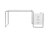 S 285/1 Skrivbord, krom från Thonet - Lacquer pure white RAL 9010 - 1 large corpus outside right - Jacobsen Plus