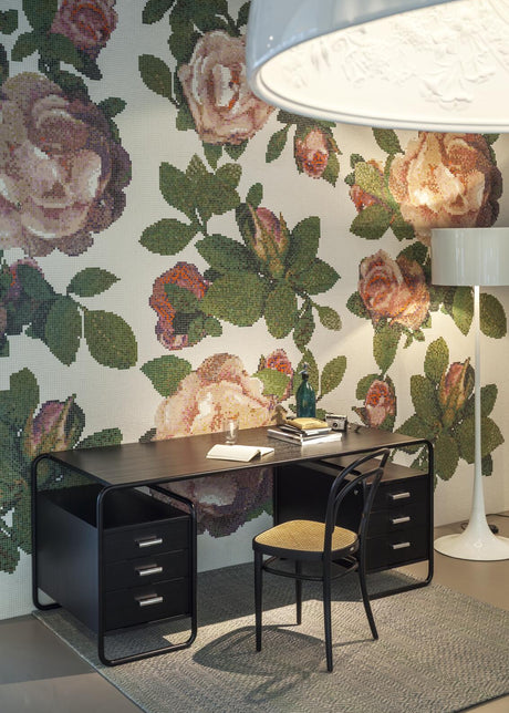 S 285/5 skrivbord, krom från Thonet - Stained beech I black TP 29 - 2 large corpus - Jacobsen Plus