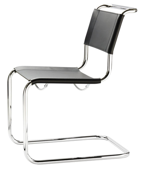 S 33 cantileverstol, krom från Thonet - Butt leather - Black - Jacobsen Plus