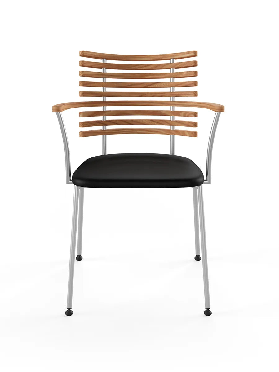 Tiger Armstol, svart läder från Naver Collection - Elm olie / Rostfri stål - Jacobsen Plus